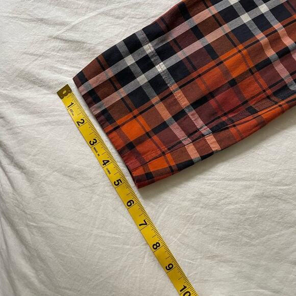 Margaret Howell Italian Cuffed Cotton Plaid Blouse in Red and Orange, size 8 - Picture 12 of 12